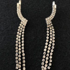 Vintage Rhinestone Earrings Pierced. About 3”